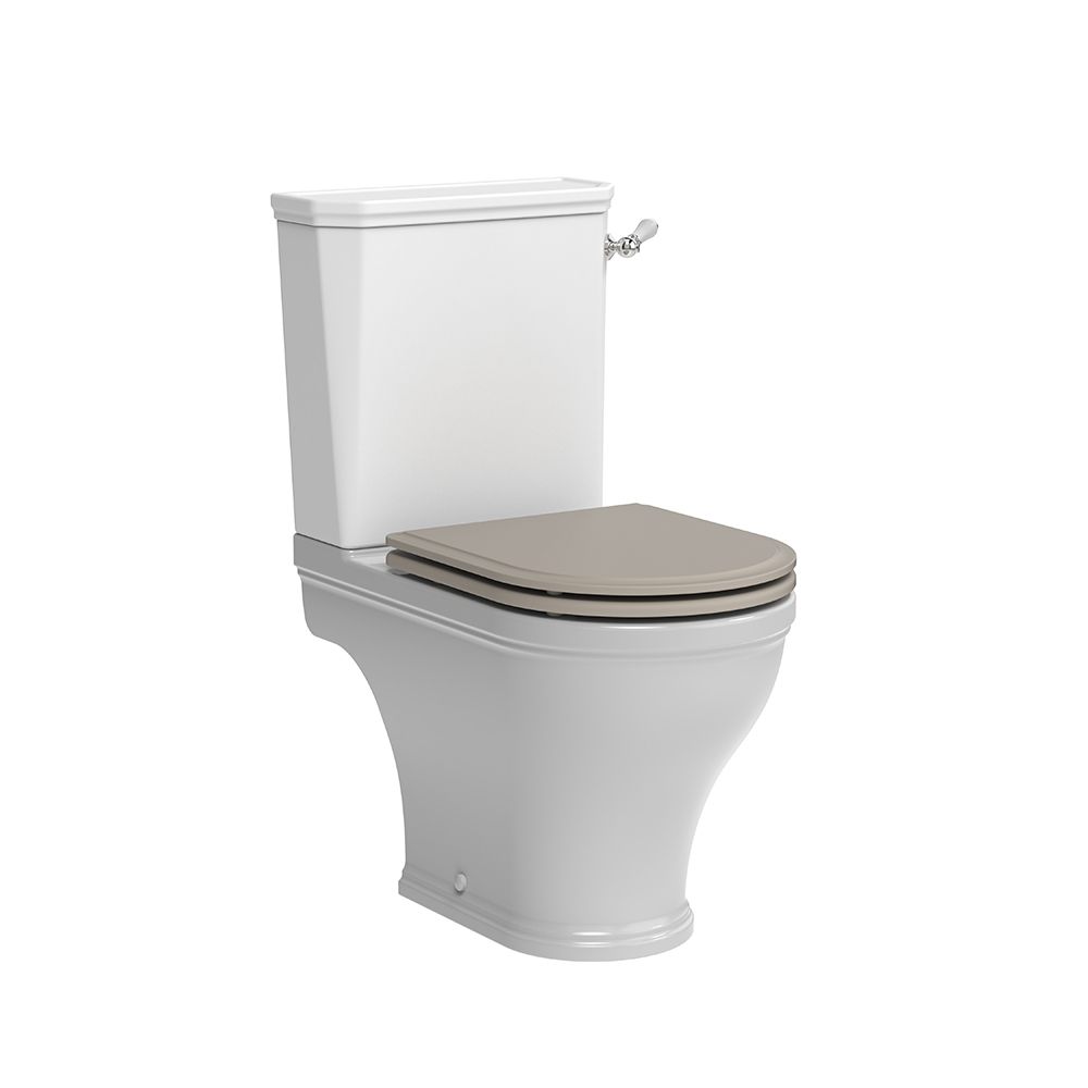 Widcombe Open Back WC WCCPAN with chrome cistern flush WCCTNKCHR and parchement WSCTS02 SF slide image