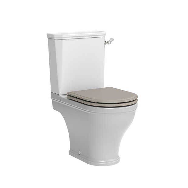 Widcombe Open Back WC WCCPAN with chrome cistern flush WCCTNKCHR and parchement WSCTS02 SF