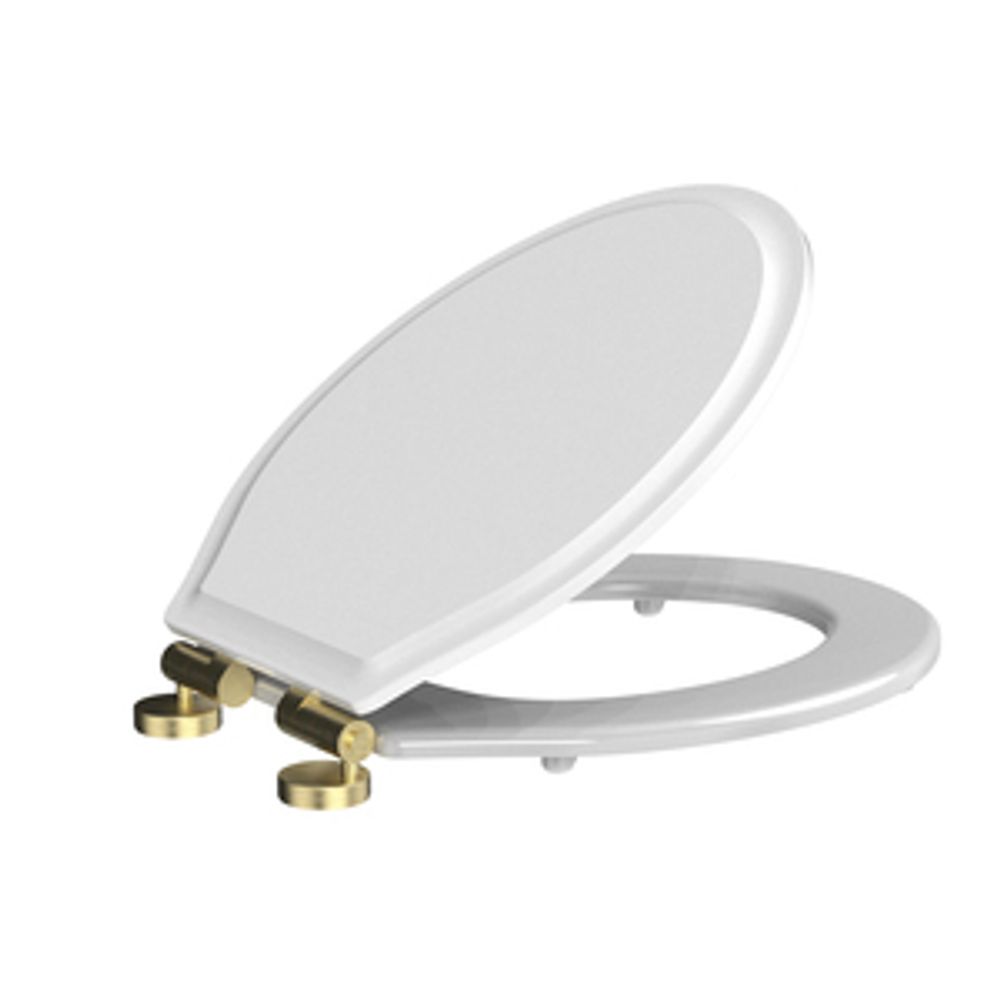 White Wooden Toilet Seat Hinges Gloss White 1068954 slide image White Wooden Toilet Seat Hinges Gloss White 1068954 slide image