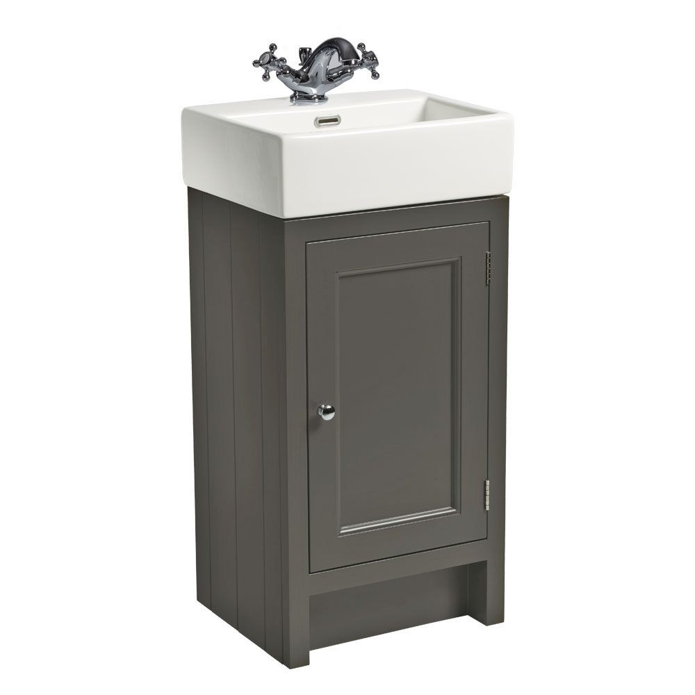 dark green traditional cloakroom unit with basin slide image
