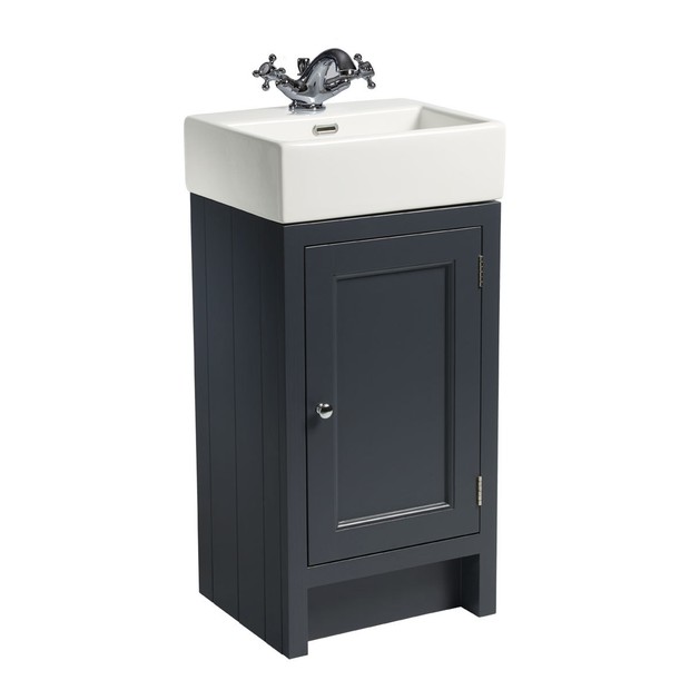 traditional cloakroom bathroom unit in dark grey