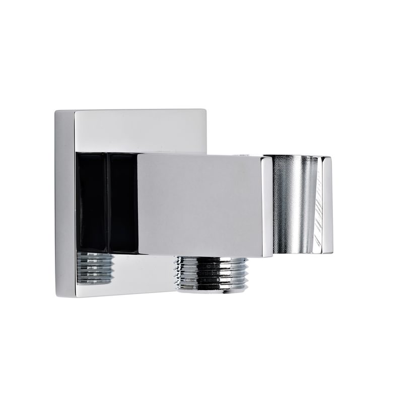 Square wall elbow with handset holder Square wall elbow with handset holder